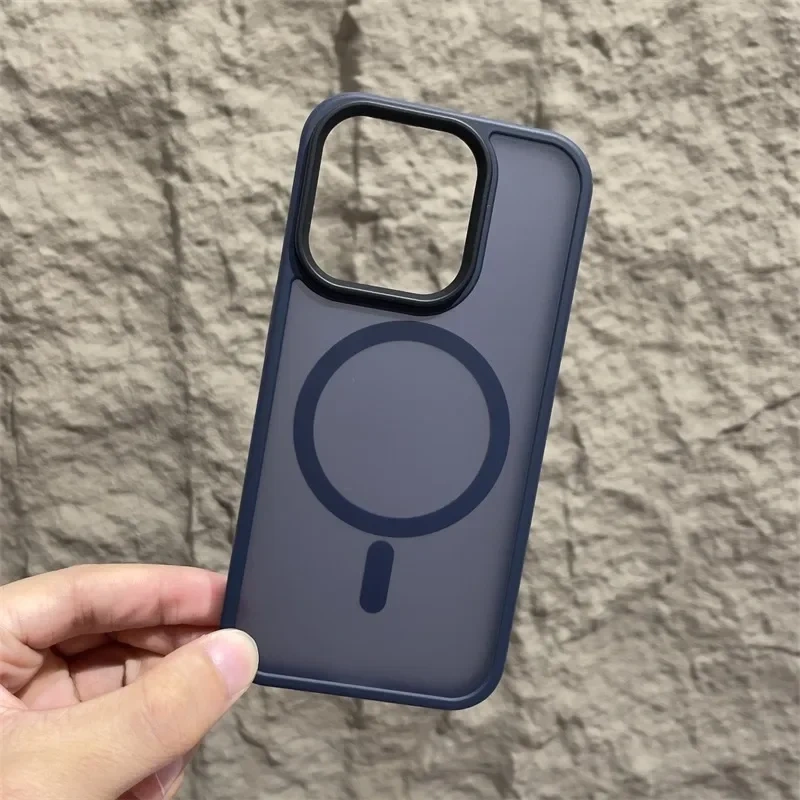 Matte Magnetic Original Phone Case For iPhone 16 15 14 12 11 13 Pro Max Plus For Magsafe Wireless Charging Translucent Cover