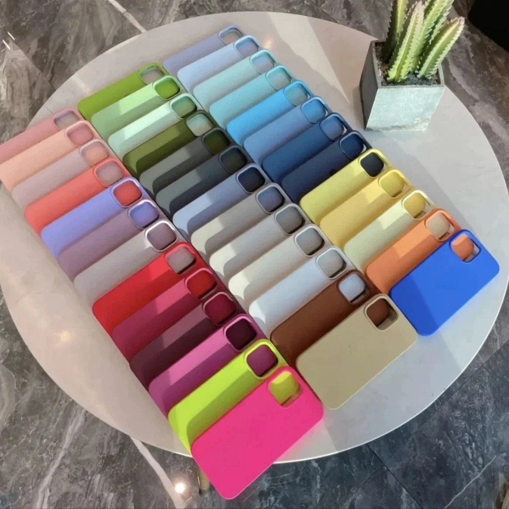 Luxury Original Silicone Case for Apple iPhone 16 13 15 14 12 Pro Max Plus Phone Official Protective Cover Capa Coque fundas