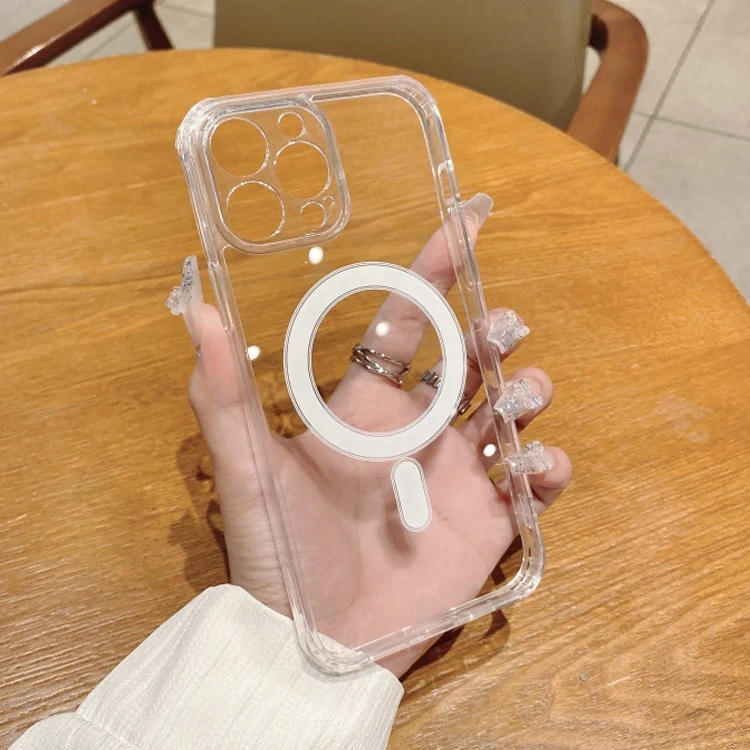For Magsafe Transparent Magnetic Case For iPhone 13 12 11 Pro Max 12 13 Mini Wireless Charge Bumper Cases TPU-Soft Clear Cover