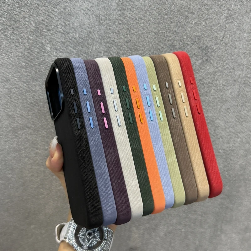 Alloy Lens Flannel Fabric MagSafe Phone Case For iPhone 17 17pro max 15 16 Pro 14 13 12 Wireless Charging Retro Hard Armor Cover
