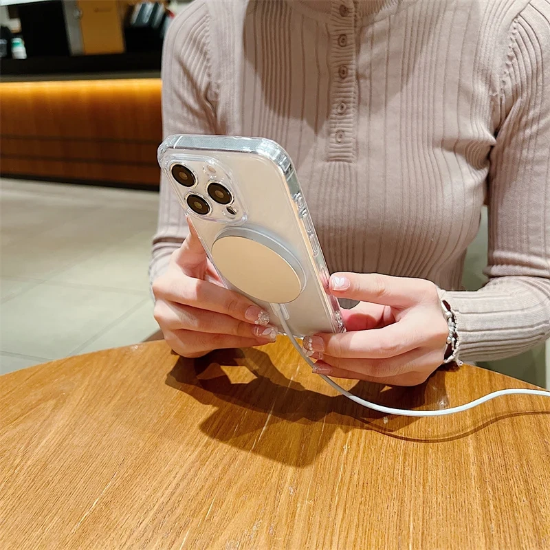 For Magsafe Transparent Magnetic Case For iPhone 13 12 11 Pro Max 12 13 Mini Wireless Charge Bumper Cases TPU-Soft Clear Cover