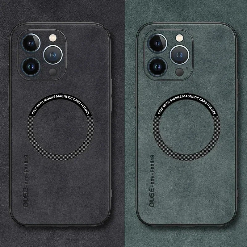 Luxury Leather Magnetic Phone Case For iPhone 16 17 Air 15 14 Plus 12 13 11 Pro Max Magsafe Wireless Charge Shockproof Cover