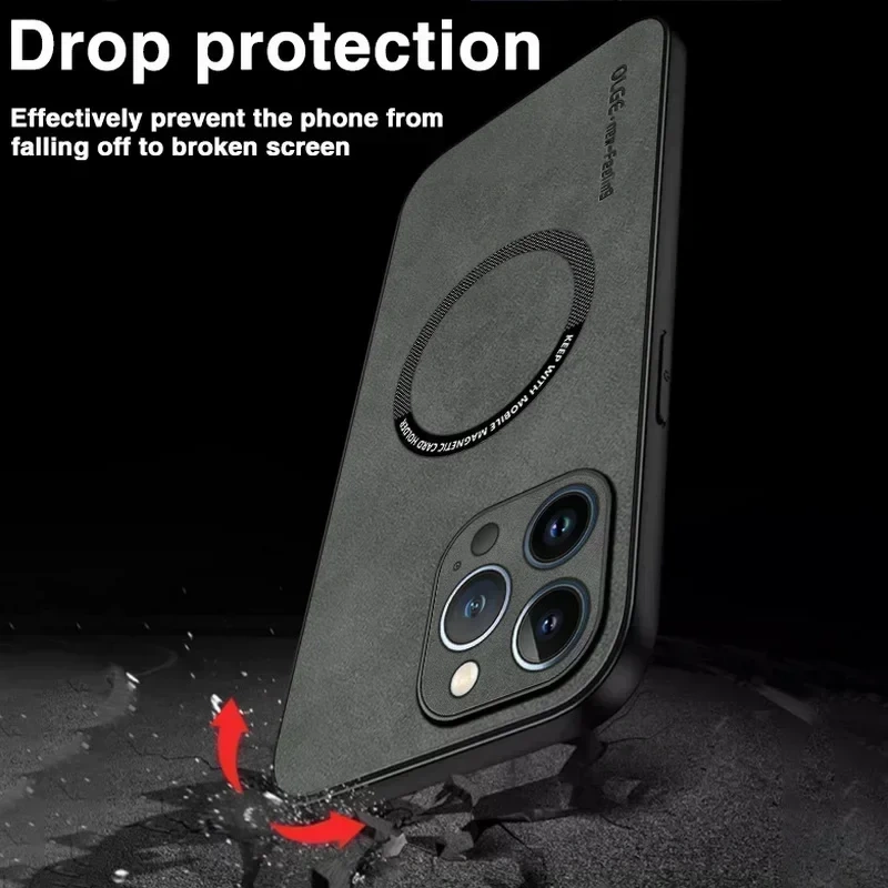 Luxury Leather Magnetic Phone Case For iPhone 16 17 Air 15 14 Plus 12 13 11 Pro Max Magsafe Wireless Charge Shockproof Cover