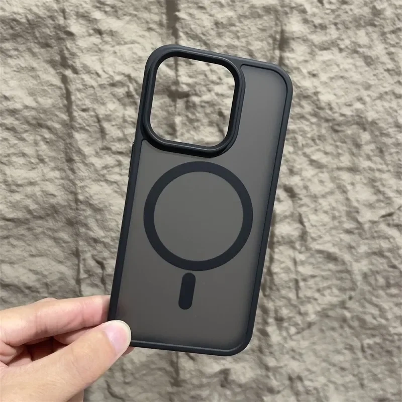 Matte Magnetic Original Phone Case For iPhone 16 15 14 12 11 13 Pro Max Plus For Magsafe Wireless Charging Translucent Cover