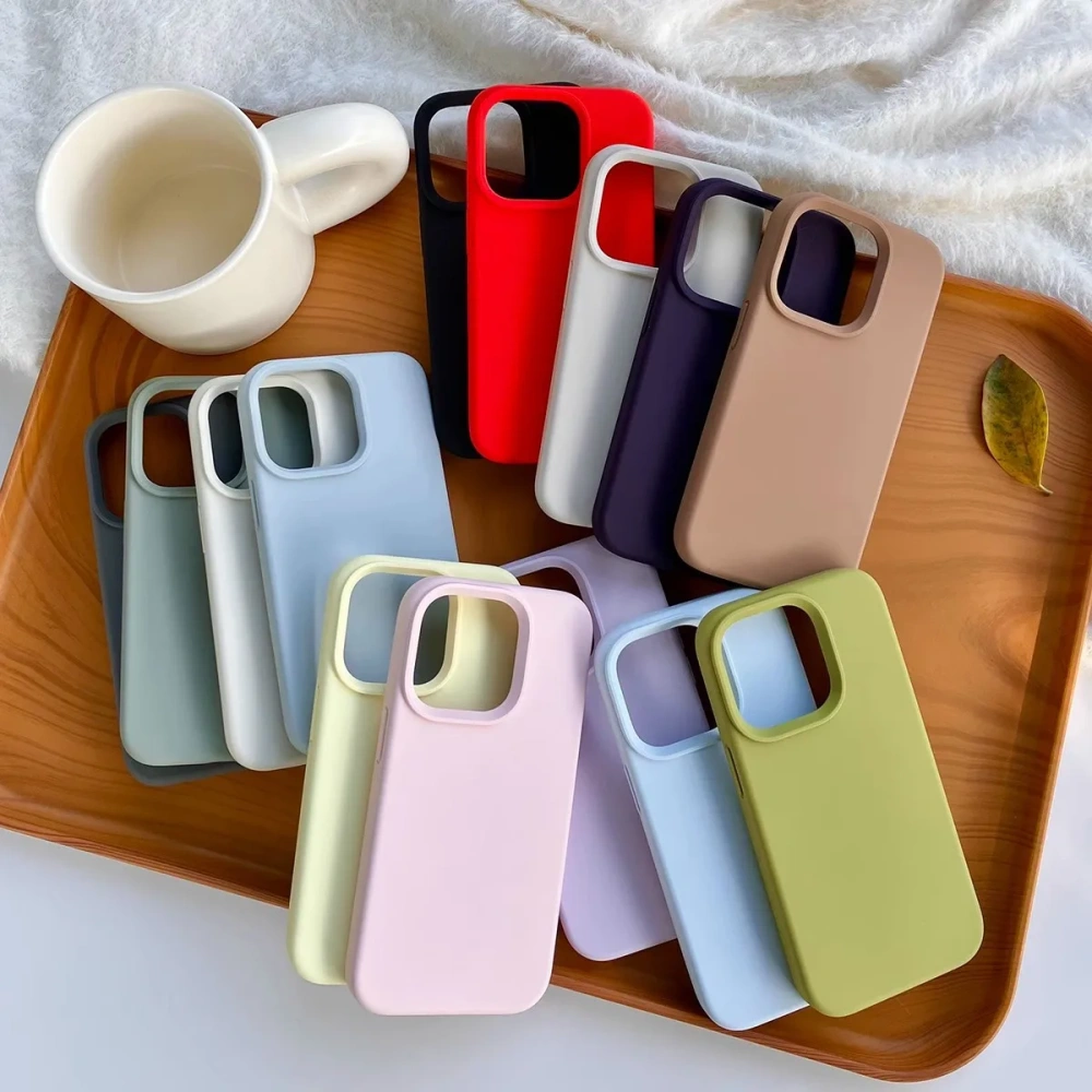 Luxury Original Silicone Case for Apple iPhone 16 13 15 14 12 Pro Max Plus Phone Official Protective Cover Capa Coque fundas