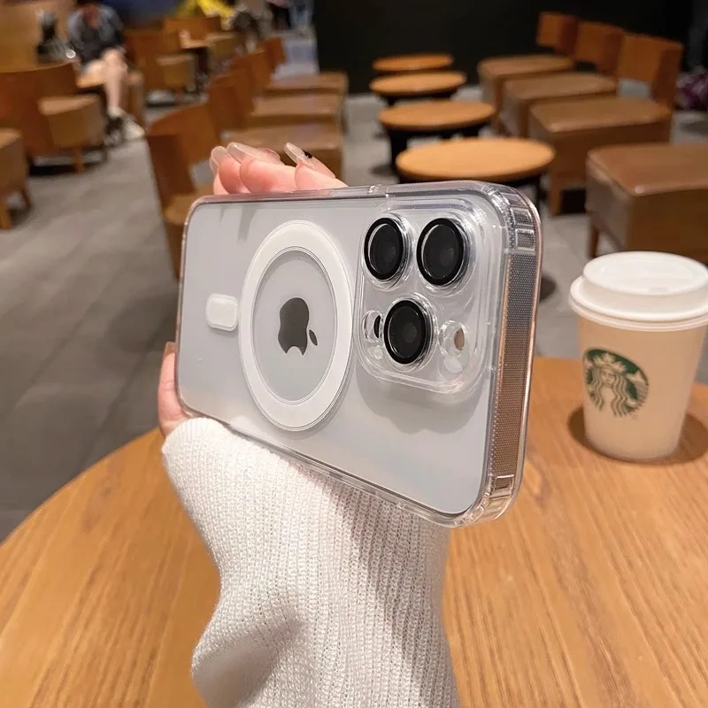 For Magsafe Transparent Magnetic Case For iPhone 13 12 11 Pro Max 12 13 Mini Wireless Charge Bumper Cases TPU-Soft Clear Cover