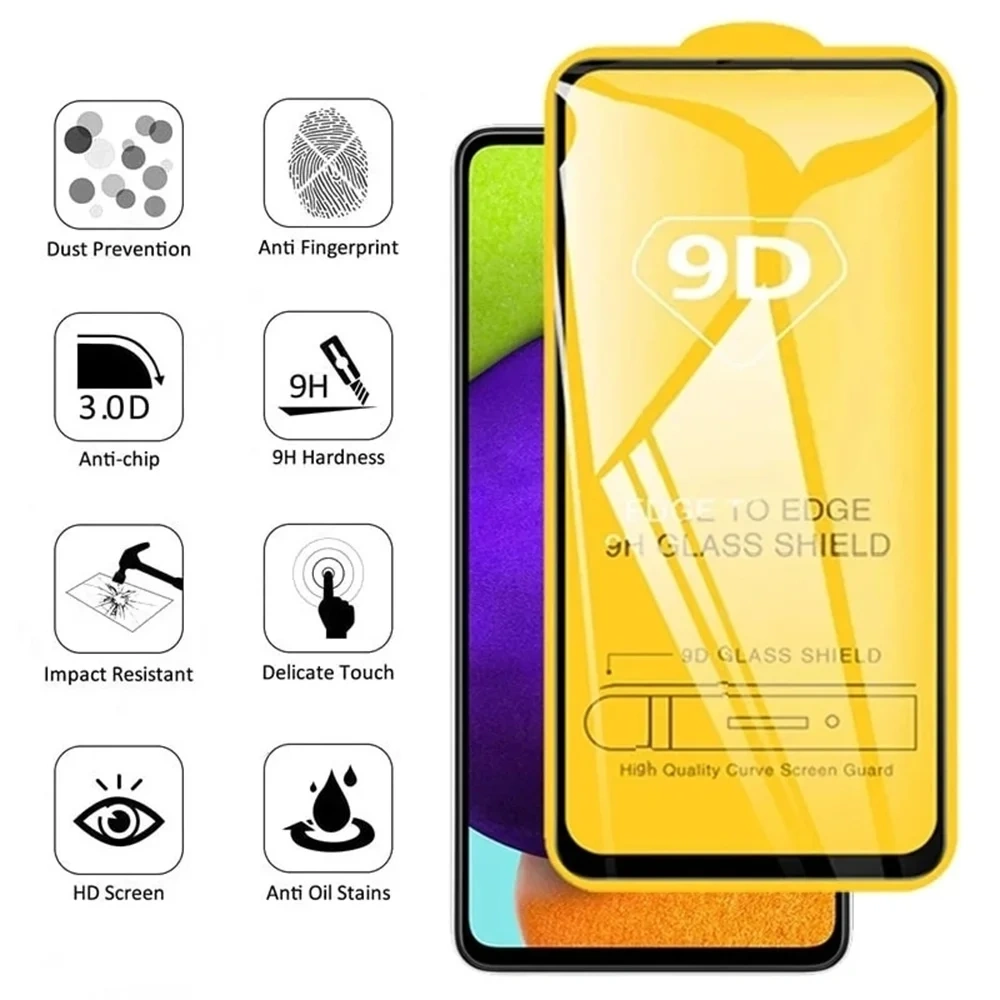 1-5PCS 9D Full Screen Protector For Samsung Galaxy A56 5G A55 A35 A36 A26 A16 A15 A22 A24 A25 A32 A33 A53 A54 A52 Tempered Glass