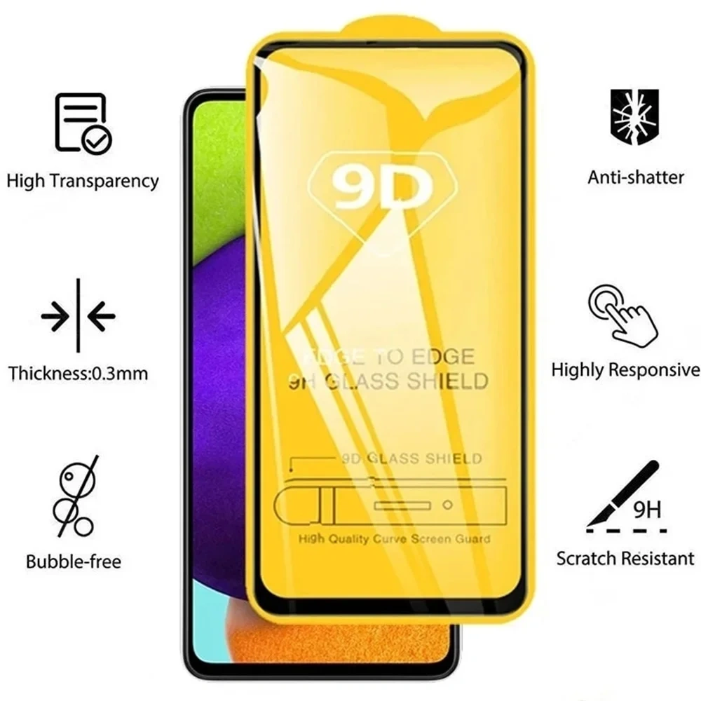 1-5PCS 9D Full Screen Protector For Samsung Galaxy A56 5G A55 A35 A36 A26 A16 A15 A22 A24 A25 A32 A33 A53 A54 A52 Tempered Glass