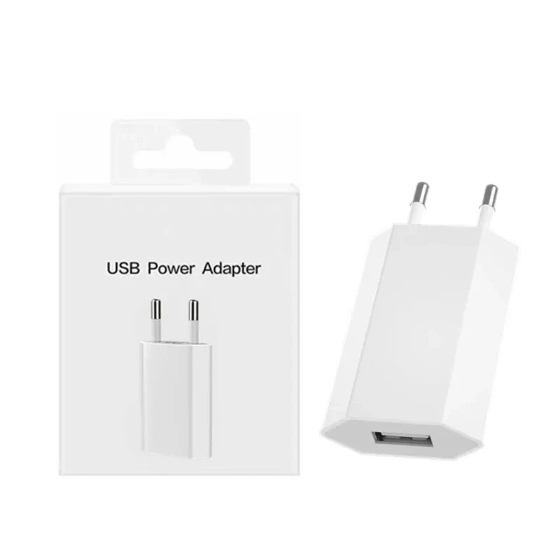 With Box 5V 1A 5W EU Plug USB Wall Charger for iPhone 5 5S 6 6S 7 8 Plus 11 12 13 14 Pro Max X XR XS SE USB Travel Power Adapter