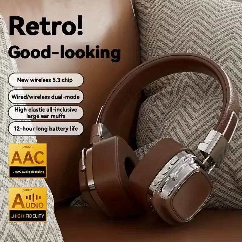 2025 New 5.3 Foldable Wireless Bluetooth Headsets Headset Gamer Choice Retro Over Ear Headphones DJ Stereo Sounds Bluetooth