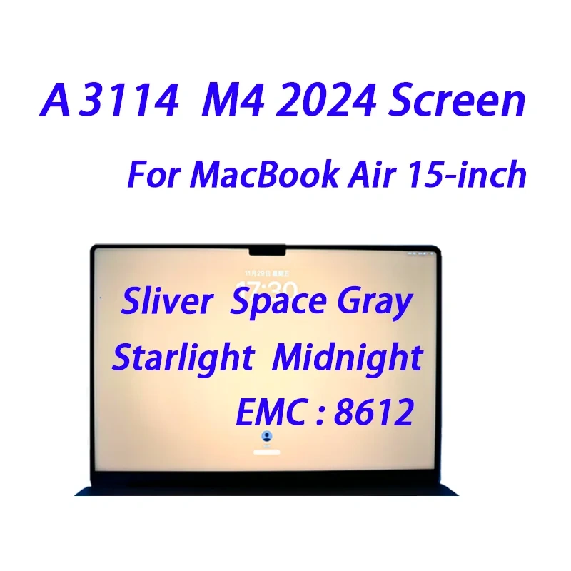 Original New Display Panel For MacBook Air A3114 15-inch M3 LCD Screen 2024Year EMC 8612 Replacement Sliver Space Gray Starlight