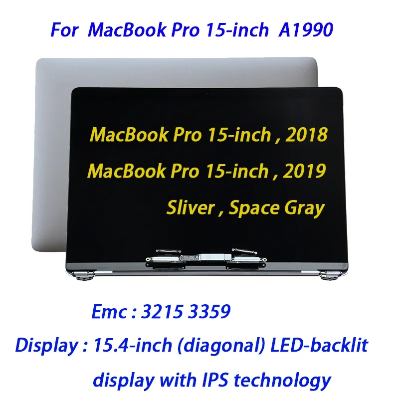 New for Macbook Pro Retina 15.4" A1990 Full LCD Display Screen Complete Assembly Space Gray  Silver Color Emc 3215  3359