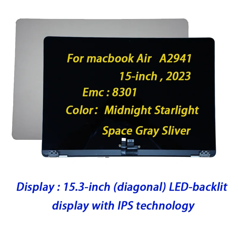 Original New For MacBook Air A2941 LCD Screen 15'' M2 Display Panel Monitor2023 Year EMC 8301 Replacement Sliver Space Gray A+++