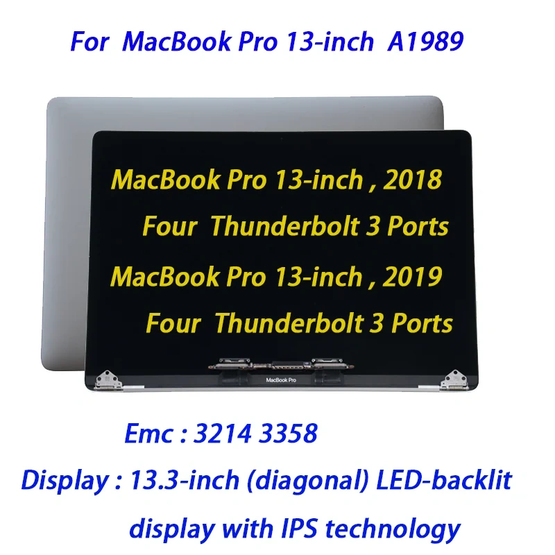 New 13'' Display Panel For MacBook Pro A1989 Full LCD Screen 2018 2019 Year Replacement Change Monitor Repair Original New