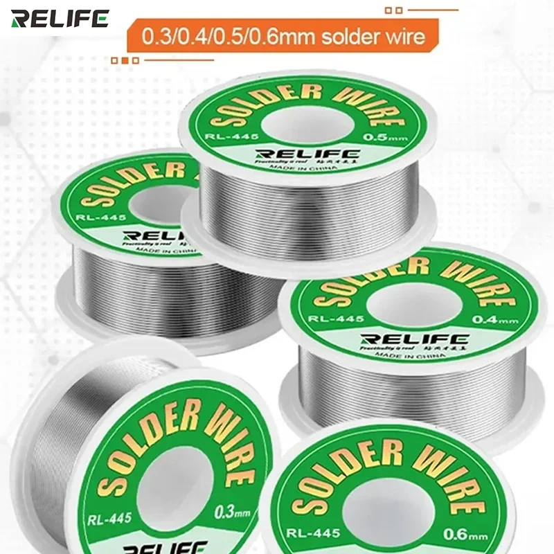 RELIFE RL-445 0.3/0.4/0.5/0.6mm High Purity Solder Wire 25g Rosin Core Tin Wire Various Electronic Soldering Welding Weights