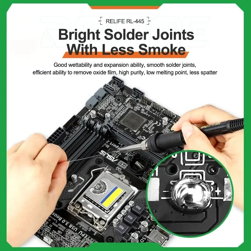 RELIFE RL-445 0.3/0.4/0.5/0.6mm High Purity Solder Wire 25g Rosin Core Tin Wire Various Electronic Soldering Welding Weights