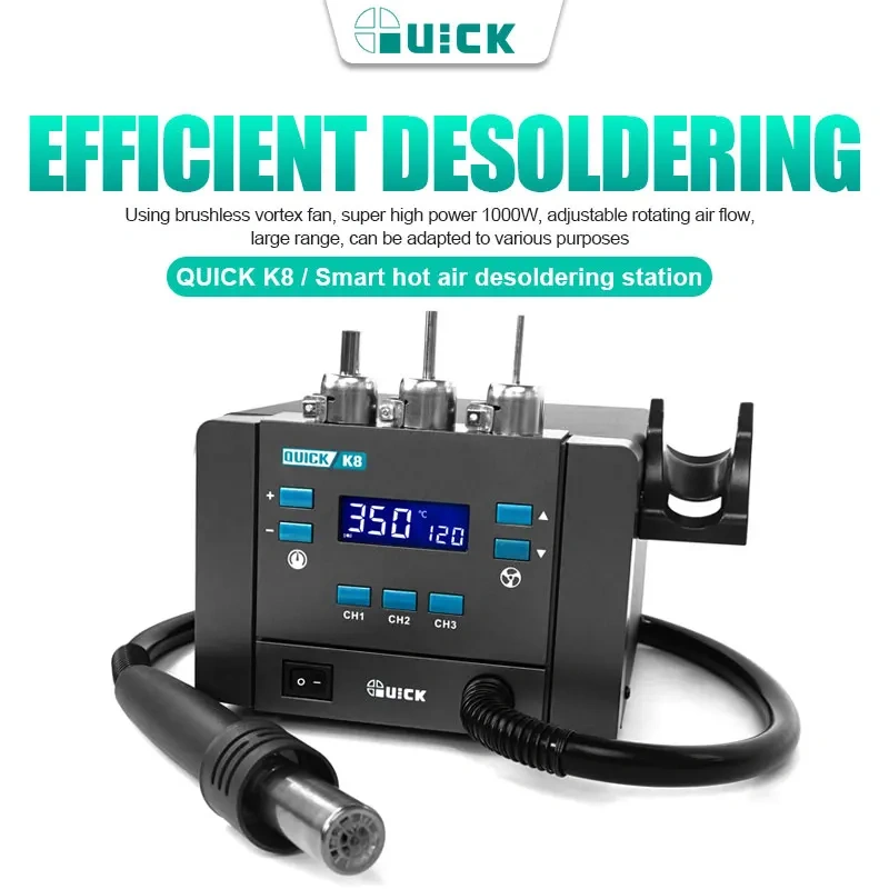 Quick K8 1000W Lead-free Smart Hot Air Station for Mobile Phone BGA Desoldering Repair Hot Air Gun Rework Soldering Station Tool