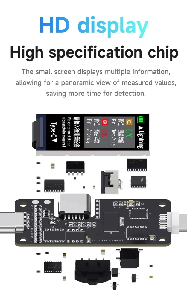 Mechanic T-824/SE Precision Tail Insertion Detector For iPhone/iPad/Mac Android Phones Type-C Lightning interface No Disassembly