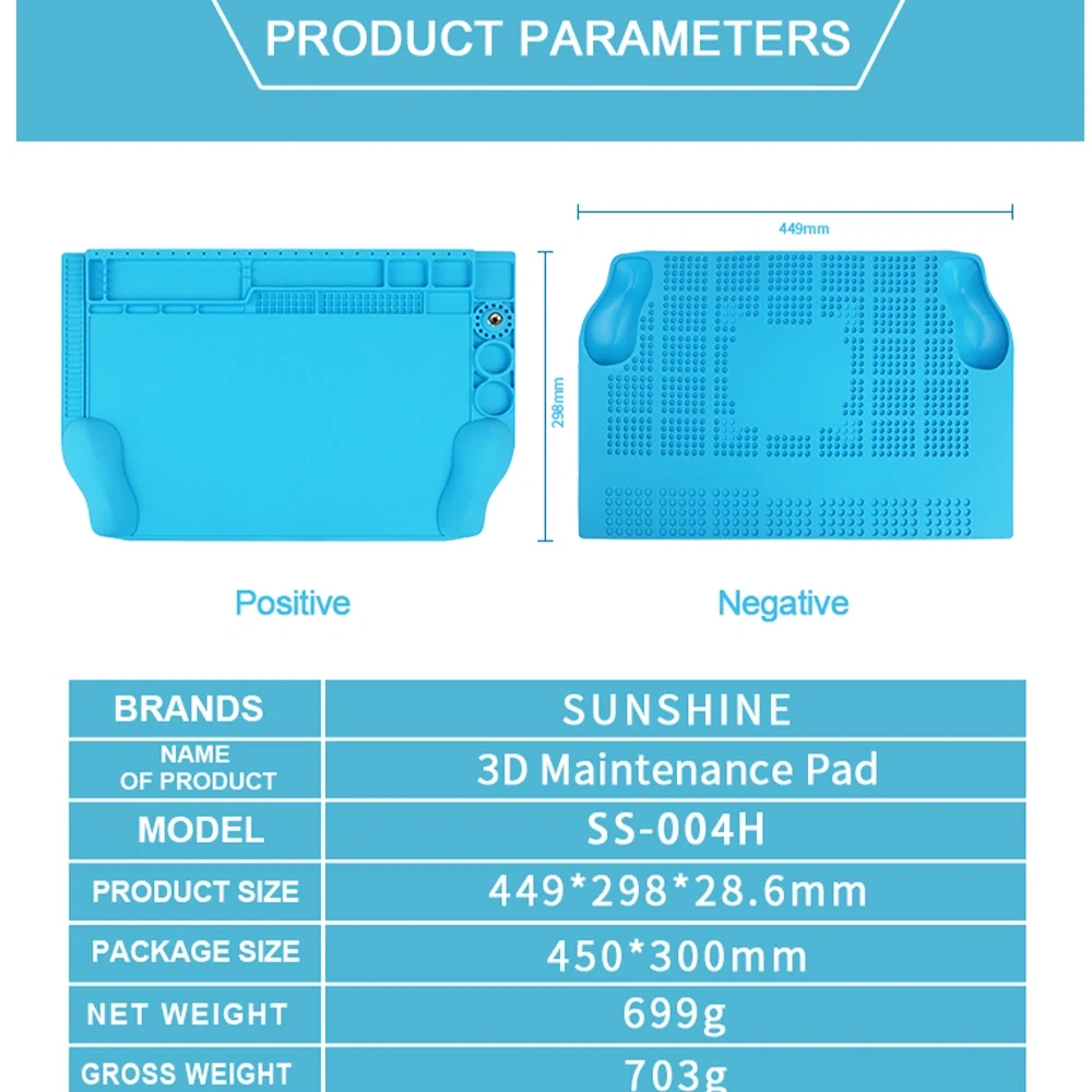 SUNSHINE SS-004F Extra Lage Work Mat Heat Insulation Silicone Pad High Temperature Resistant Repair Pad Mobile Phone Repair Tool