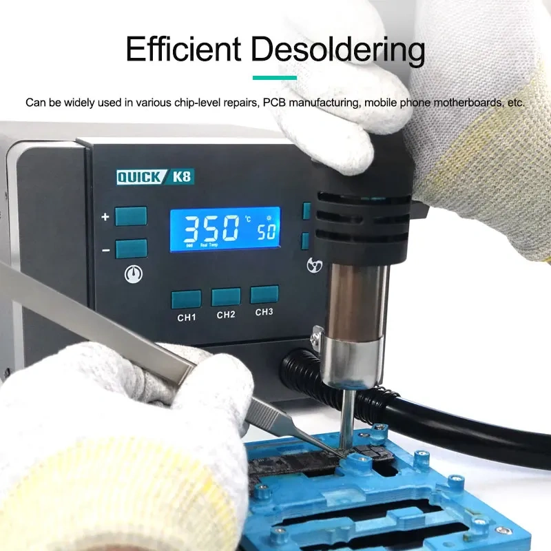 Quick K8 1000W Lead-free Smart Hot Air Station for Mobile Phone BGA Desoldering Repair Hot Air Gun Rework Soldering Station Tool