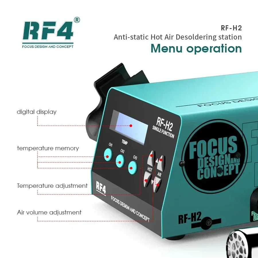 RF4 RF-H2 1000W Fast Desoldering Hot Air Gun Soldering Station Digital Display Intelligent BGA Rework Station PCB Chip Repair