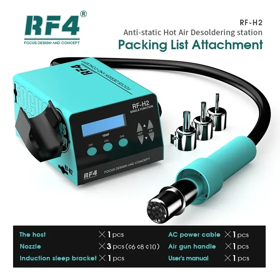 RF4 RF-H2 1000W Fast Desoldering Hot Air Gun Soldering Station Digital Display Intelligent BGA Rework Station PCB Chip Repair
