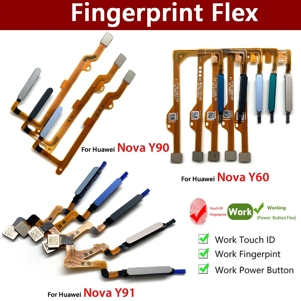 Good quality Fingerprint Sensor Scanner For Huawei Nova Y60 Y90 Y91 Touch ID Connect Home Button Flex Cable Parts