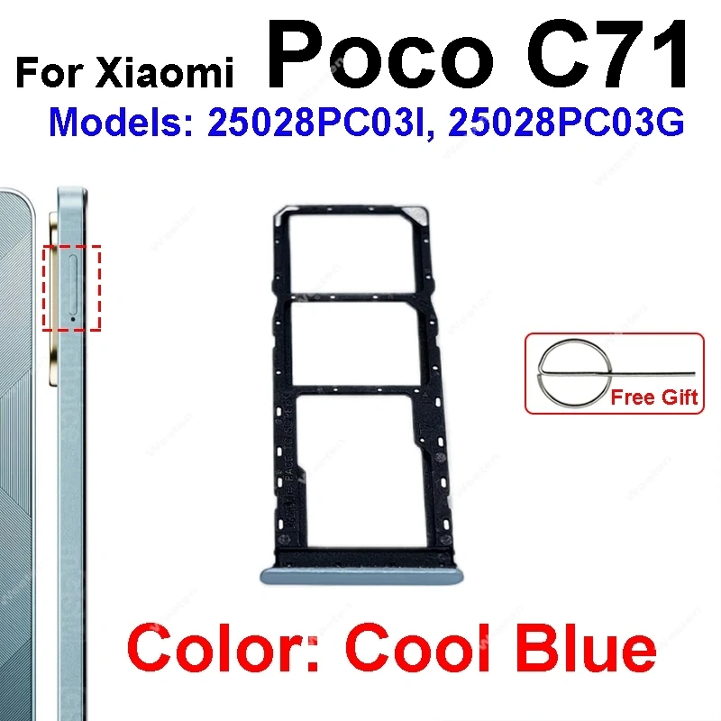 SIM Tray Socket Reader Card Adapter Replacement Repair Parts For Xiaomi Poco C71 Poco C75