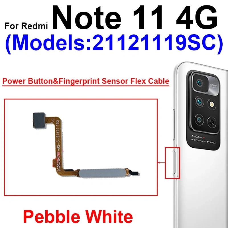 Fingerprint Sensor Flex Cable For Xiaomi Redmi Note 11 Pro 11 Pro+ Plus 5G Fingerprint Sensor With Power Button Flex Ribbon
