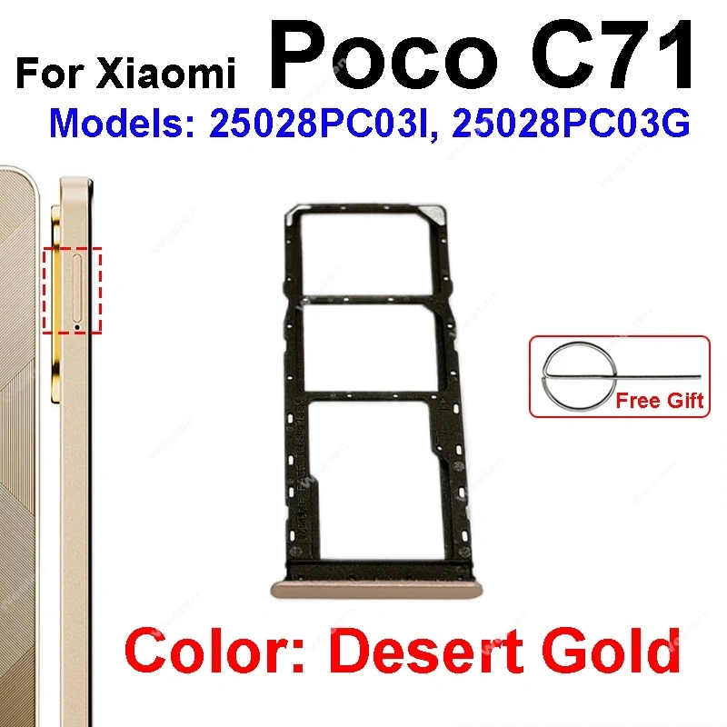 SIM Tray Socket Reader Card Adapter Replacement Repair Parts For Xiaomi Poco C71 Poco C75