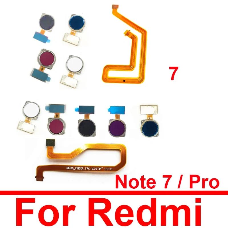 Fingerprint Home Button Flex Cable For Xiaomi Redmi Note 7 7 Pro 7Pro Menu Key Recognition Sensor Flex Ribbon Replacement Parts