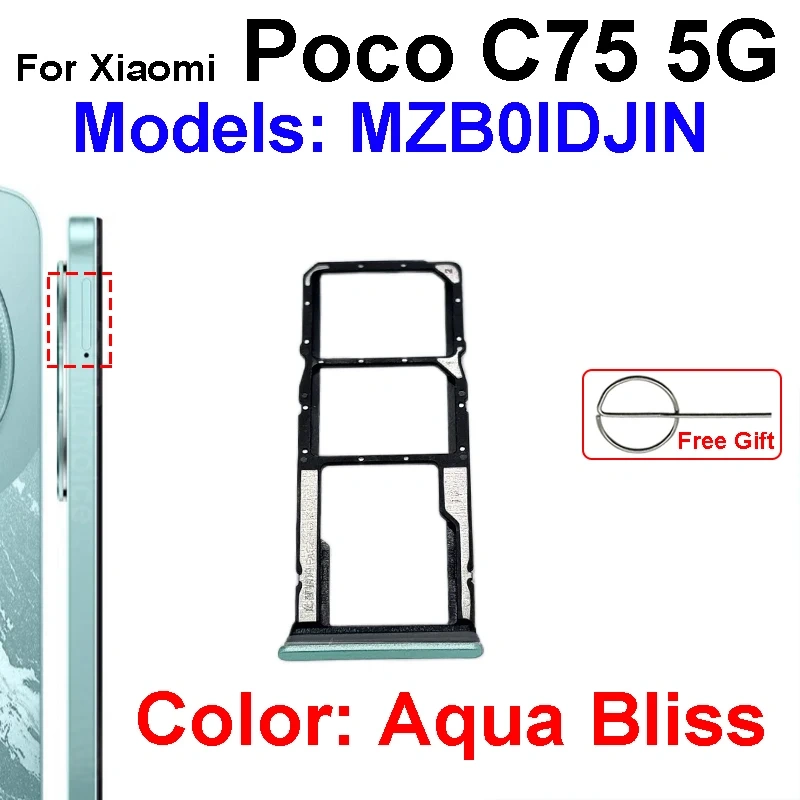 SIM Tray Socket Reader Card Adapter Replacement Repair Parts For Xiaomi Poco C71 Poco C75