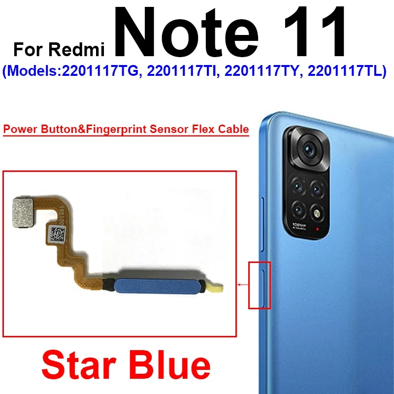 Fingerprint Sensor Flex Cable For Xiaomi Redmi Note 11 Pro 11 Pro+ Plus 5G Fingerprint Sensor With Power Button Flex Ribbon