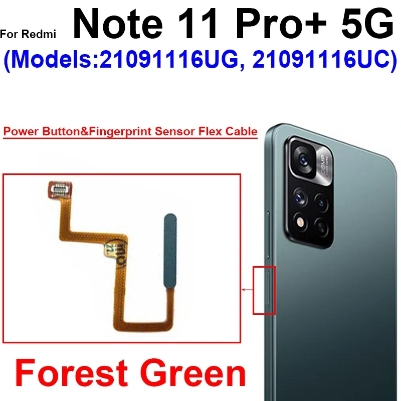 Fingerprint Sensor Flex Cable For Xiaomi Redmi Note 11 Pro 11 Pro+ Plus 5G Fingerprint Sensor With Power Button Flex Ribbon