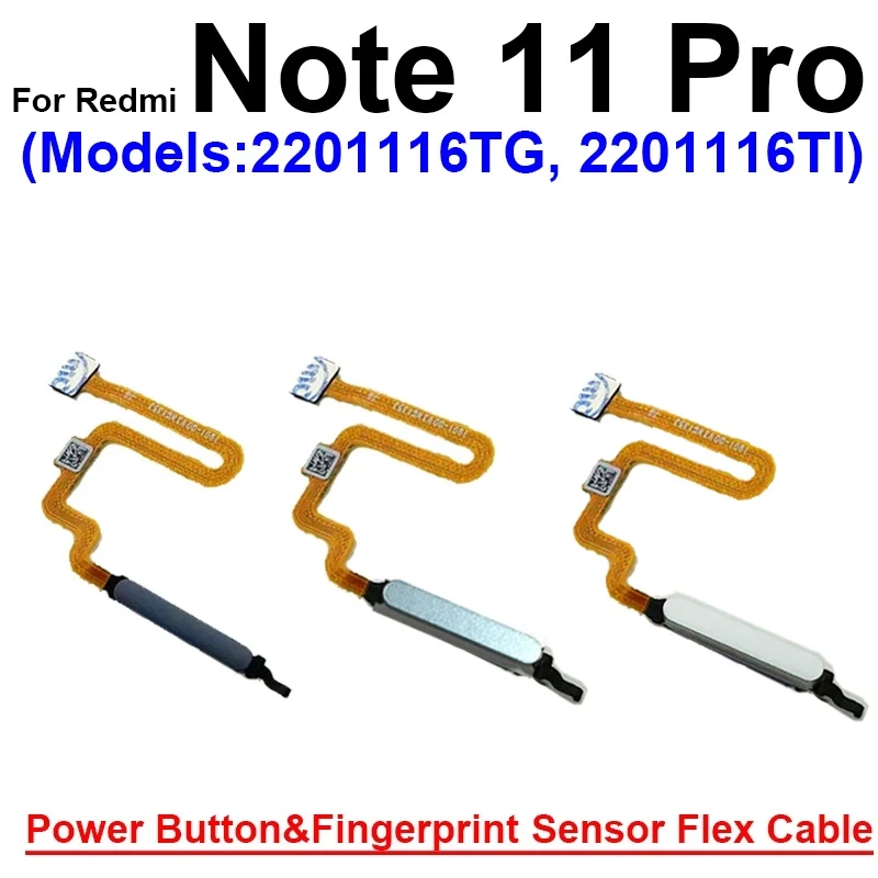 Fingerprint Sensor Flex Cable For Xiaomi Redmi Note 11 Pro 11 Pro+ Plus 5G Fingerprint Sensor With Power Button Flex Ribbon