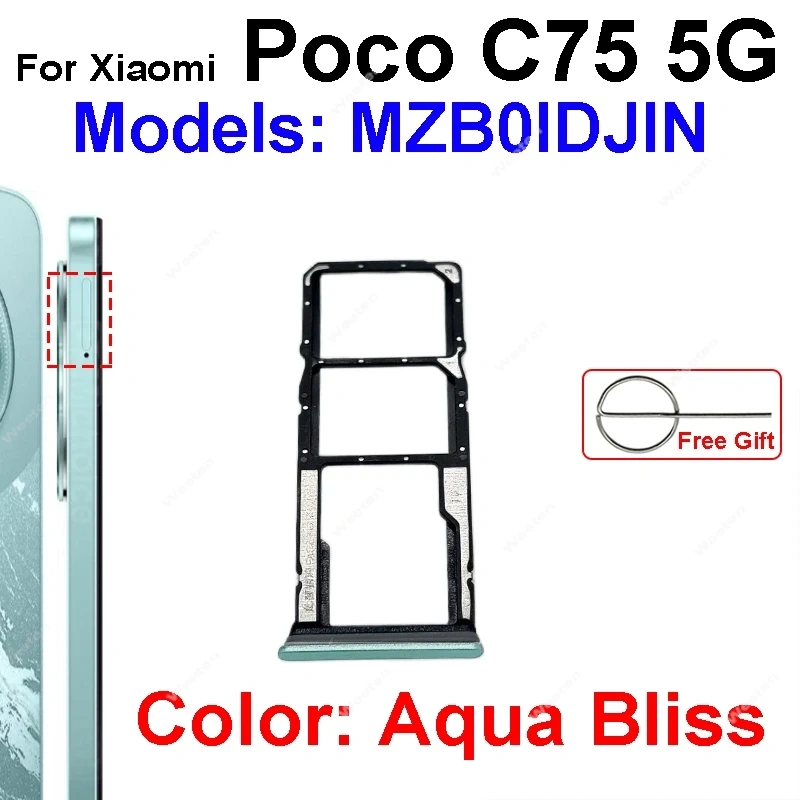 SIM Tray Socket Reader Card Adapter Replacement Repair Parts For Xiaomi Poco C71 Poco C75