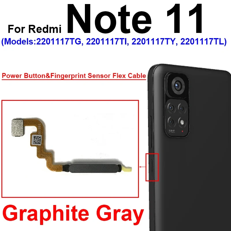 Fingerprint Sensor Flex Cable For Xiaomi Redmi Note 11 Pro 11 Pro+ Plus 5G Fingerprint Sensor With Power Button Flex Ribbon