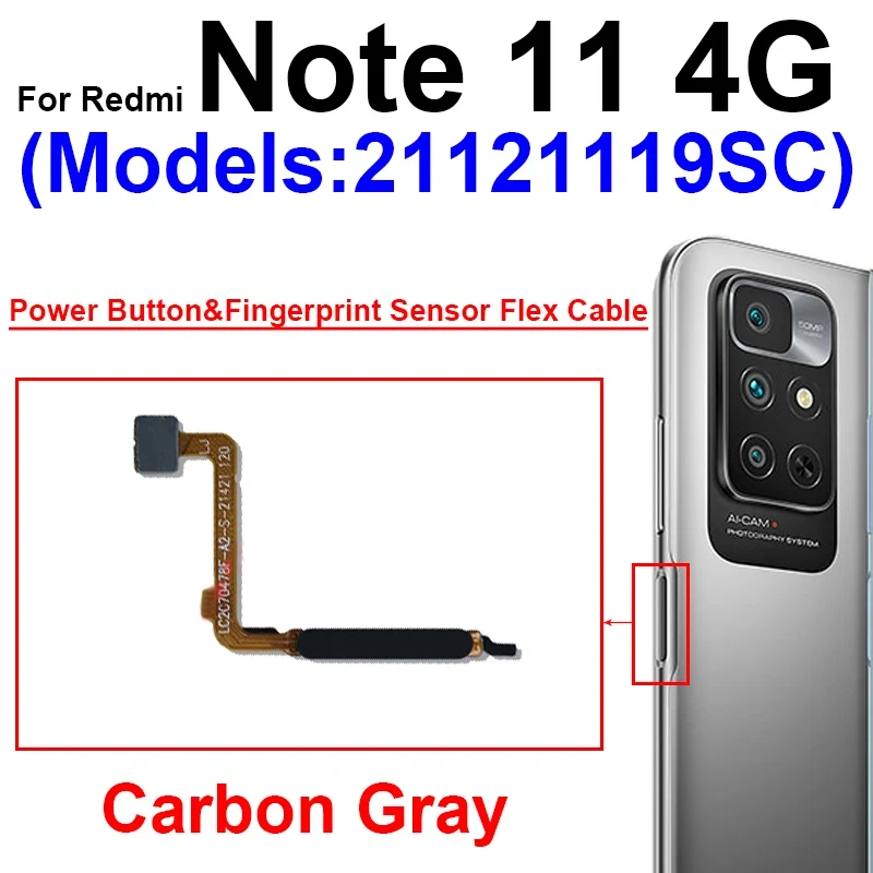 Fingerprint Sensor Flex Cable For Xiaomi Redmi Note 11 Pro 11 Pro+ Plus 5G Fingerprint Sensor With Power Button Flex Ribbon