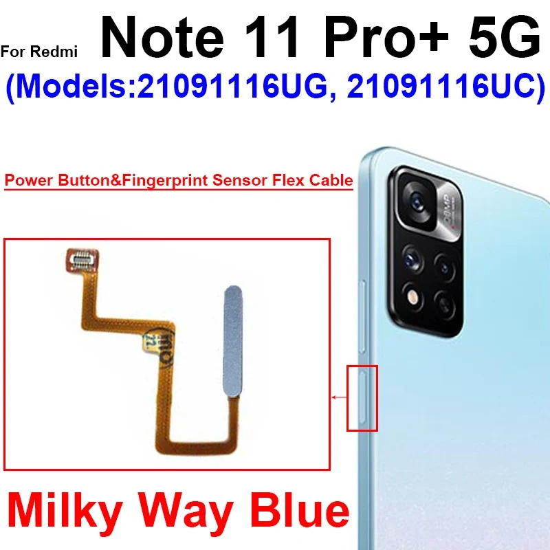 Fingerprint Sensor Flex Cable For Xiaomi Redmi Note 11 Pro 11 Pro+ Plus 5G Fingerprint Sensor With Power Button Flex Ribbon