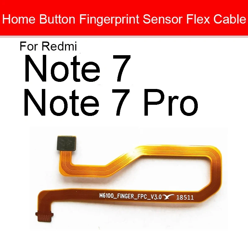 Fingerprint Home Button Flex Cable For Xiaomi Redmi Note 7 7 Pro 7Pro Menu Key Recognition Sensor Flex Ribbon Replacement Parts