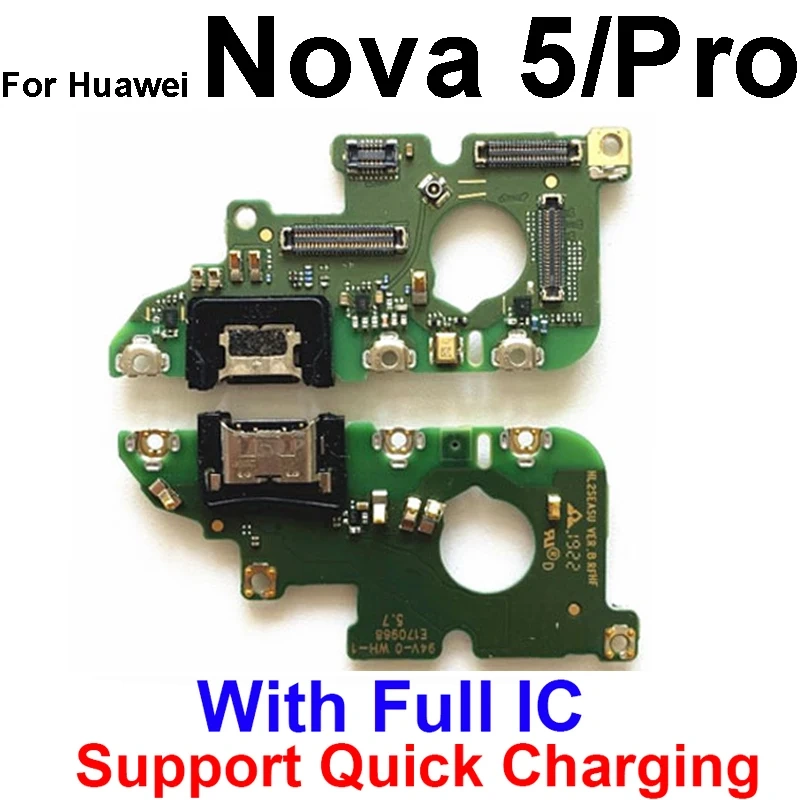 For Huawei Nova Lite 2 Plus 2 3 4 5 2S 3E 3I 4E 5T 5Z 5i Pro USB Charger Dock Board with Microphone USB Charging Parts