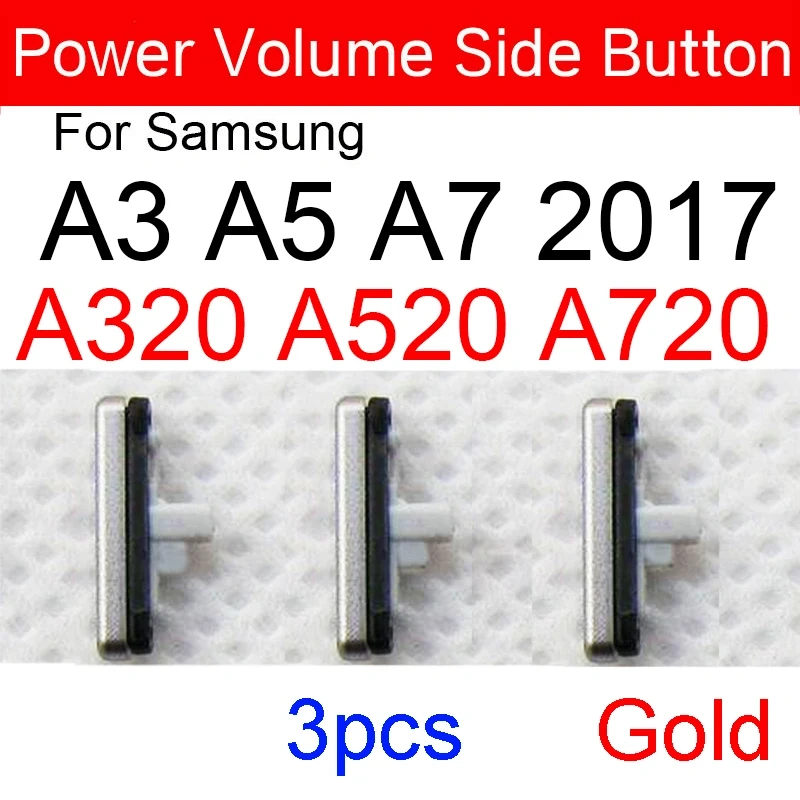 3pcs Power Volume Side button For Samsung Galaxy A3 A5 A7 2017 A320 A520 A720 Phone Housing Frame Volume Power Side Key Parts