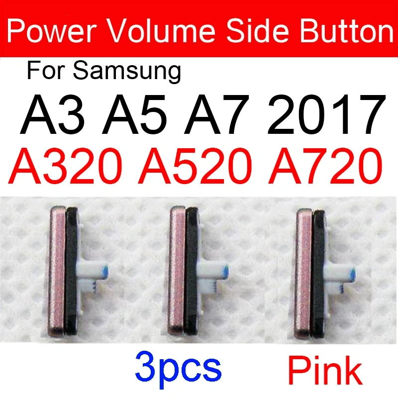 3pcs Power Volume Side button For Samsung Galaxy A3 A5 A7 2017 A320 A520 A720 Phone Housing Frame Volume Power Side Key Parts