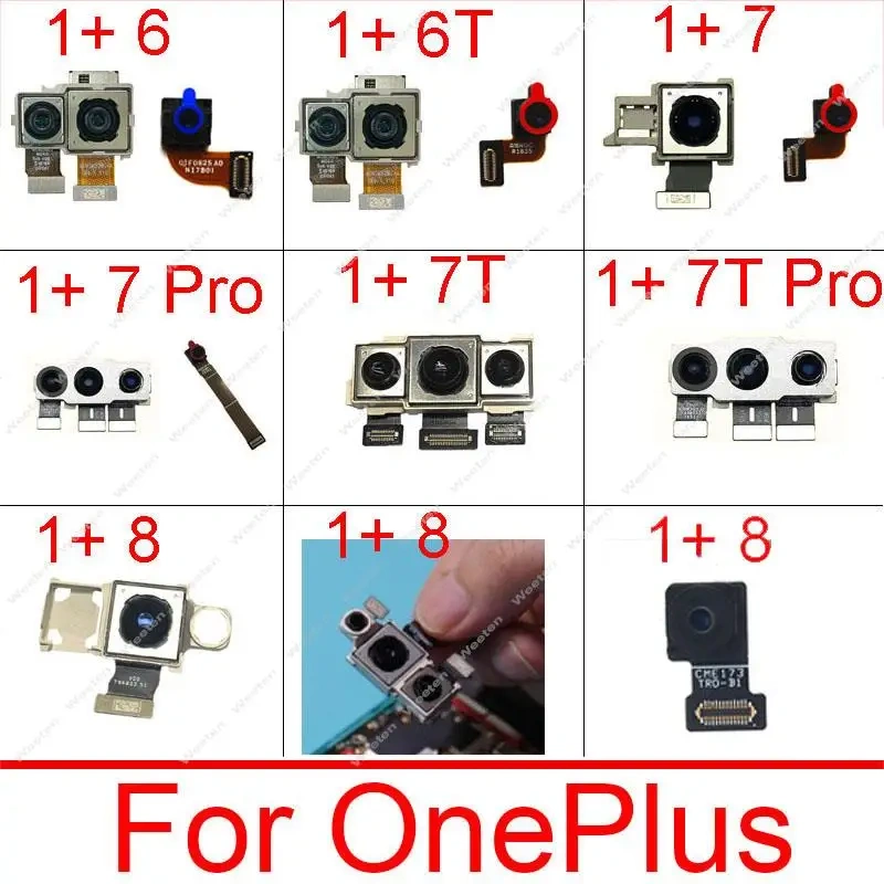 Rear+Front Camera Module For Oneplus 1+ 6 6T 7 Pro 7T Pro 8 Back Main Front Facing Camera Flex Ribbon Replacement Parts