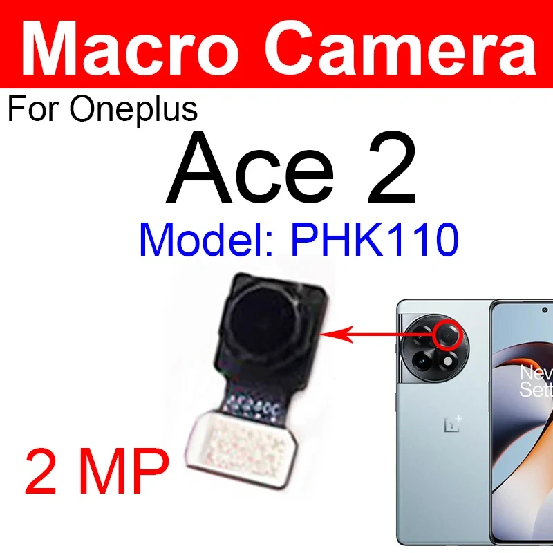 Rear Front Camera For OnePlus 1+ Ace 2 Ace 2V Primary Back Front Facing Selfie Camera Camera Flex Cable Parts