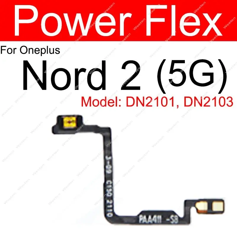 For OnePlus 1+ Nord 2 Nord 2T 5G On Off Power Volume Up Down Side Button Flex Ribbon Volume Power Flex Cable Parts