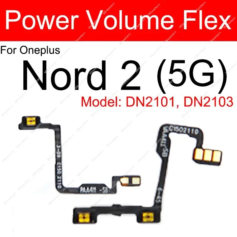 For OnePlus 1+ Nord 2 Nord 2T 5G On Off Power Volume Up Down Side Button Flex Ribbon Volume Power Flex Cable Parts