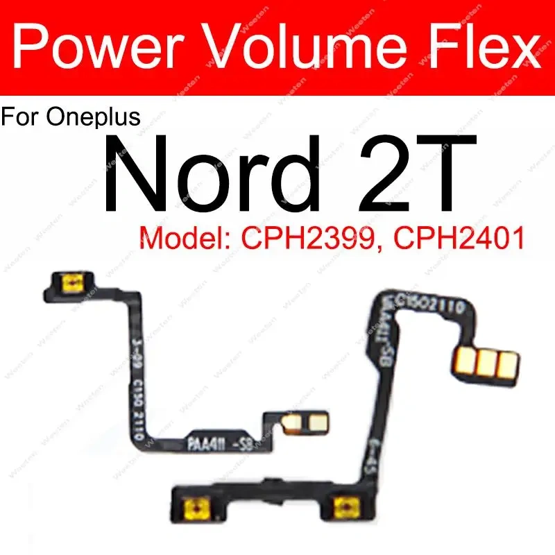 For OnePlus 1+ Nord 2 Nord 2T 5G On Off Power Volume Up Down Side Button Flex Ribbon Volume Power Flex Cable Parts