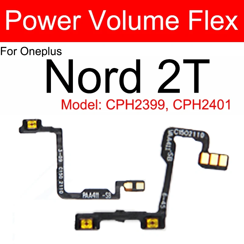 For OnePlus 1+ Nord 2 Nord 2T 5G On Off Power Volume Up Down Side Button Flex Ribbon Volume Power Flex Cable Parts