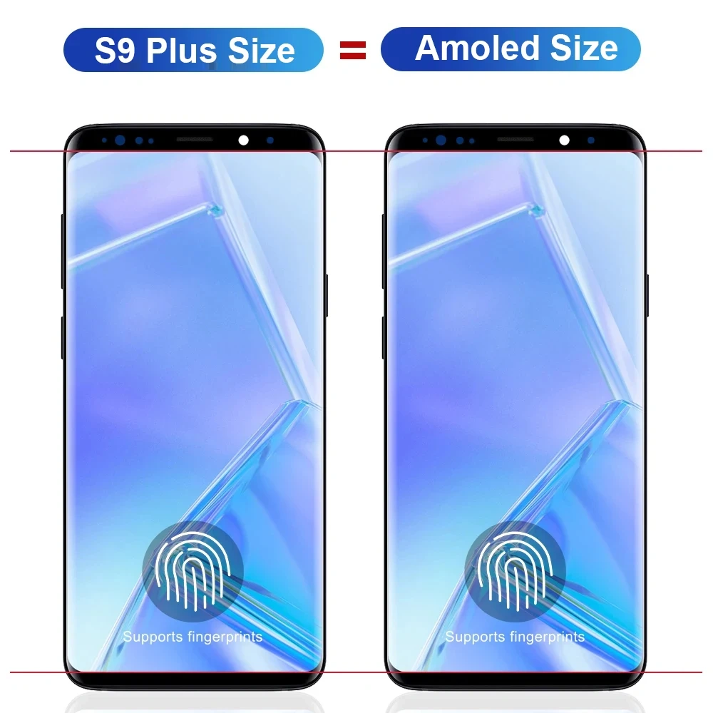 100% AMOLED LCD For Samsung Galaxy S9 Plus Display G965F with Frame Touch Screen For Samsung S9 G960F Display Digitizer Assembly